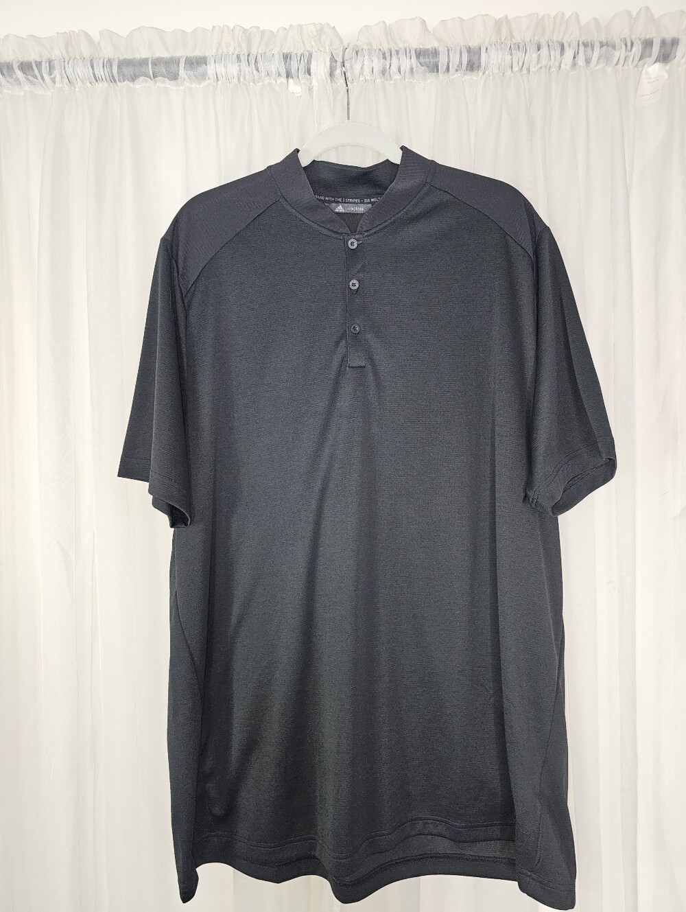 adidas Adicross No-Show Performance Golf Henley Shirt Black FS5012 Sizr XXL
